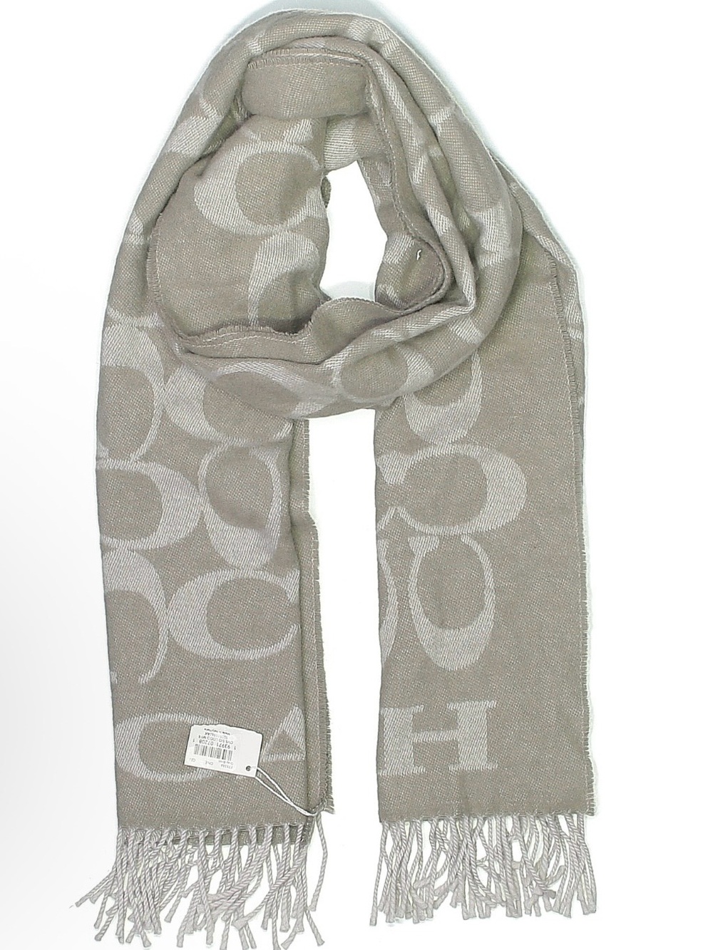Coach signature logo fringe scarf one size NWT